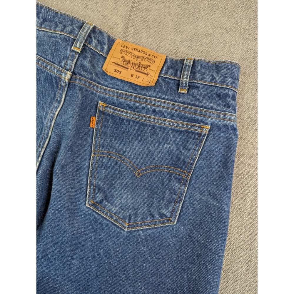 Vintage Levis 505 Orange Tab Jeans Mens 38x34 (36x34) USA Made 90s Straight Leg